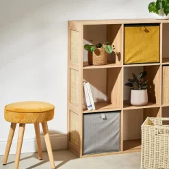 Pouf en velours côtelé abricot - Popy
