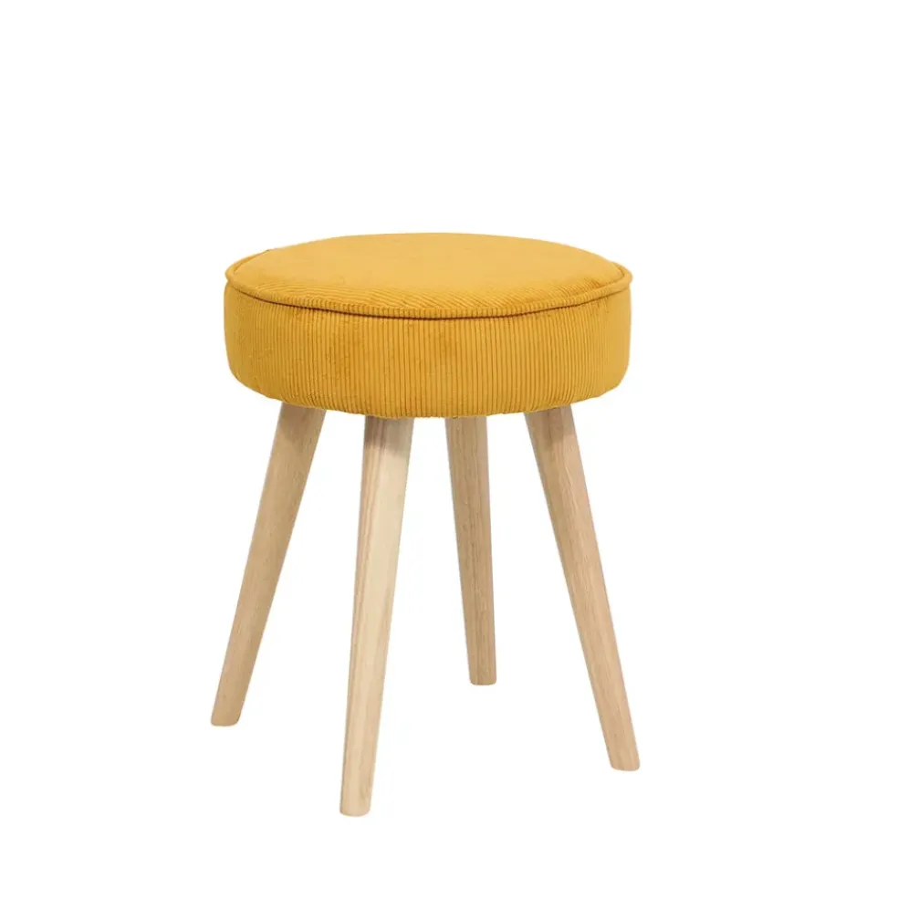 Pouf en velours côtelé abricot - Popy