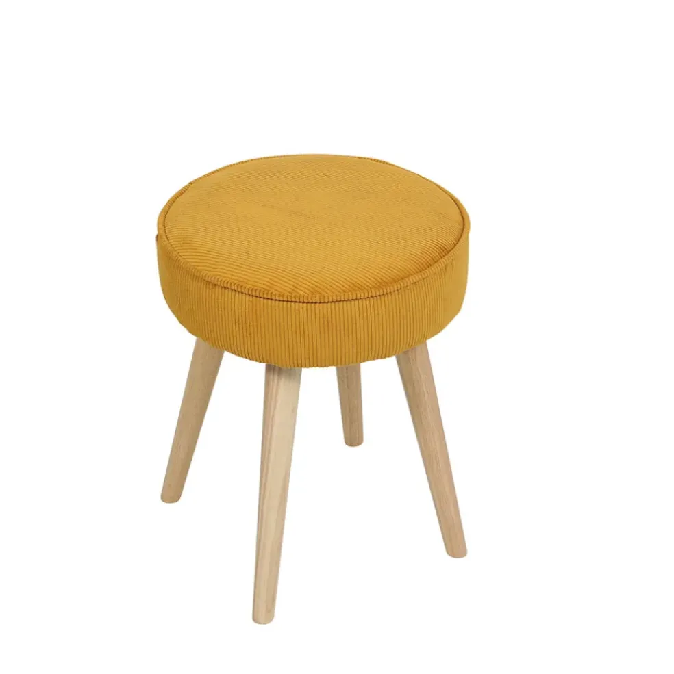 Pouf en velours côtelé abricot - Popy
