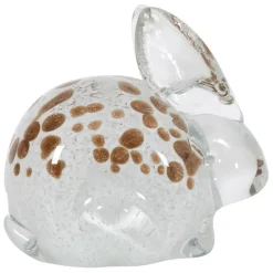 Presse papier lapin en verre blanc et doré - Garenne