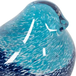 Presse papier moineau en verre bleu - Serin