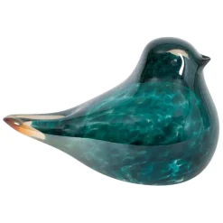 Presse papier moineau en verre indigo - Serin