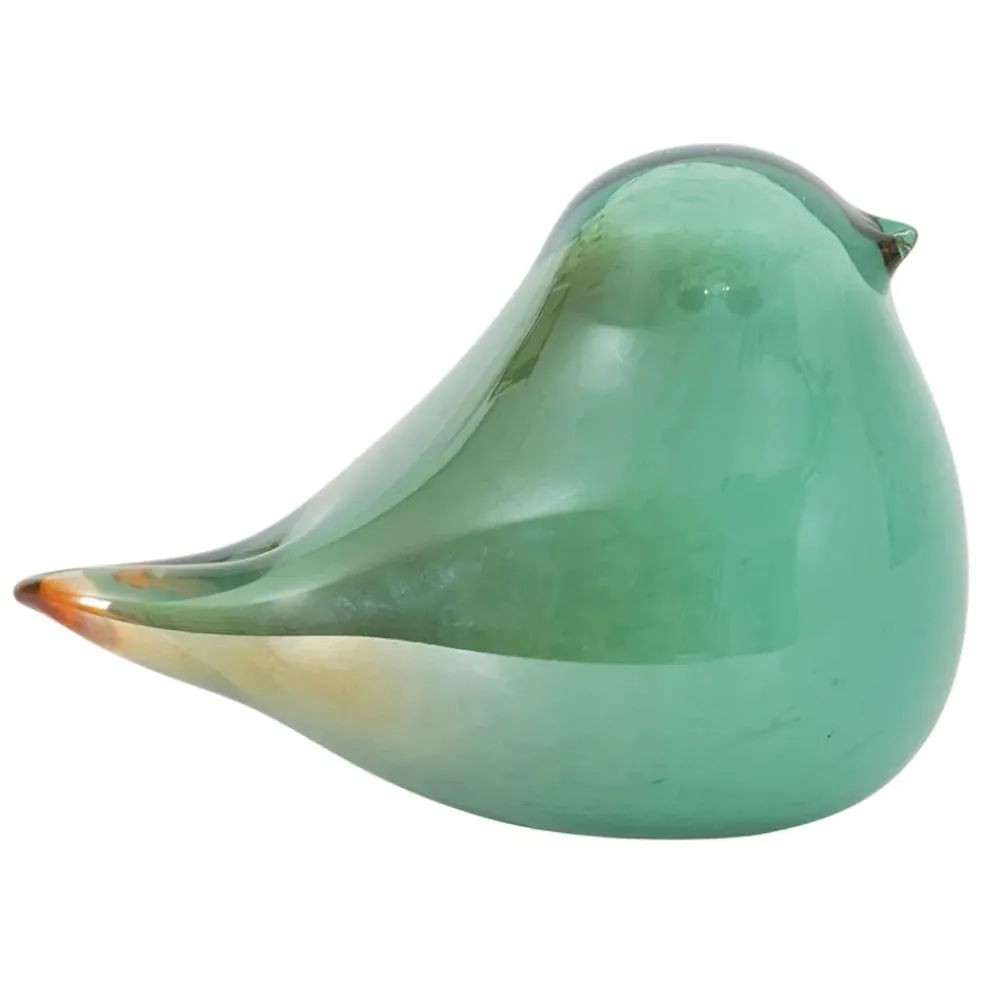 Presse papier moineau en verre menthe - Serin