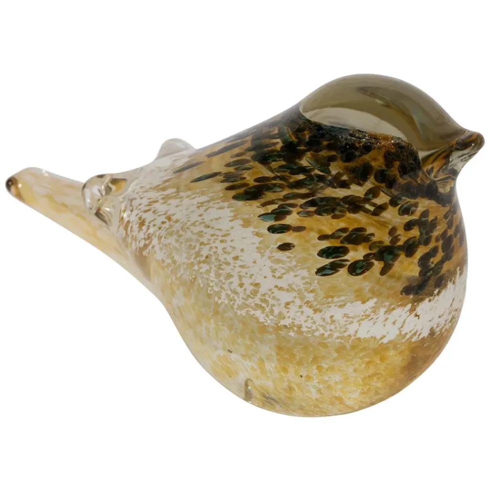 Presse papier oiseau en verre mordoré - Serin