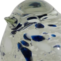 Presse-papier moineau en verre blanc et bleu pailleté - Serin
