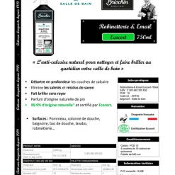 Produit d'entretien-robinetterie et faience 750ml eco cert