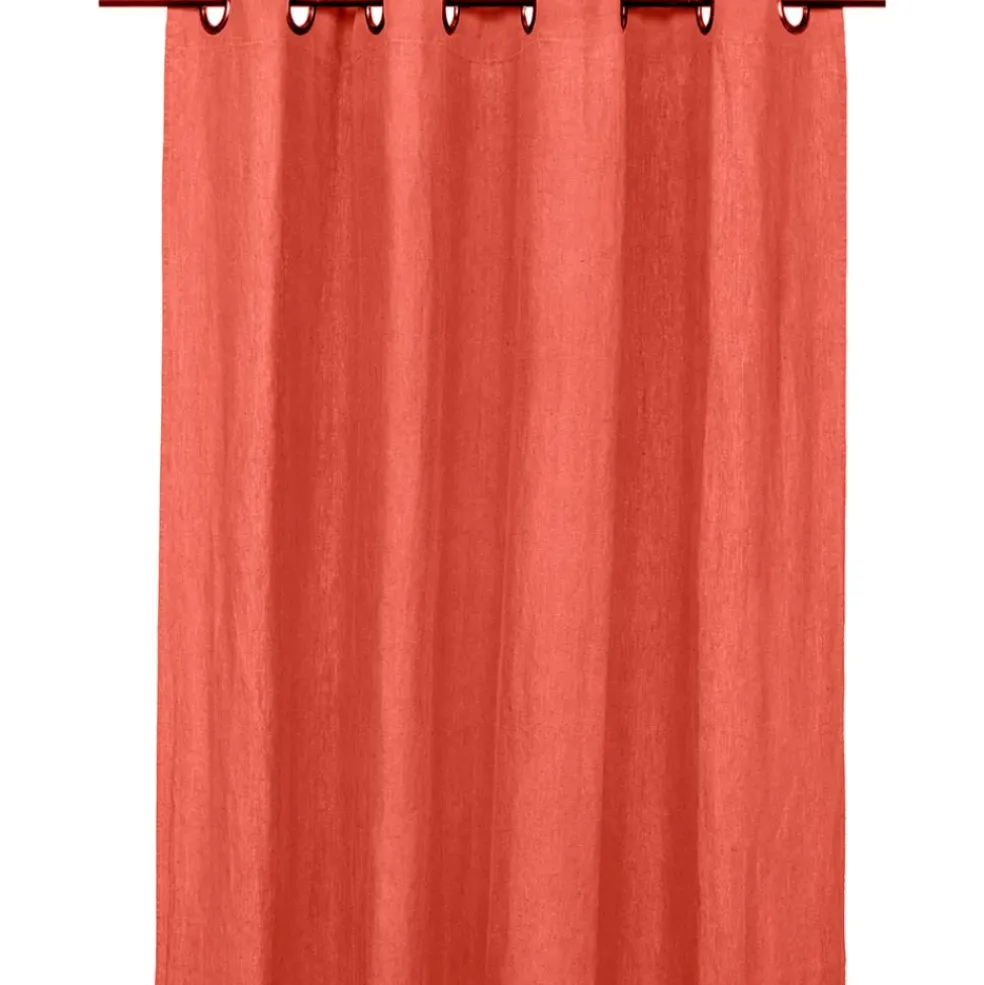 Rideaux en lin et coton bois de rose avec œillets 130x280cm - Figari