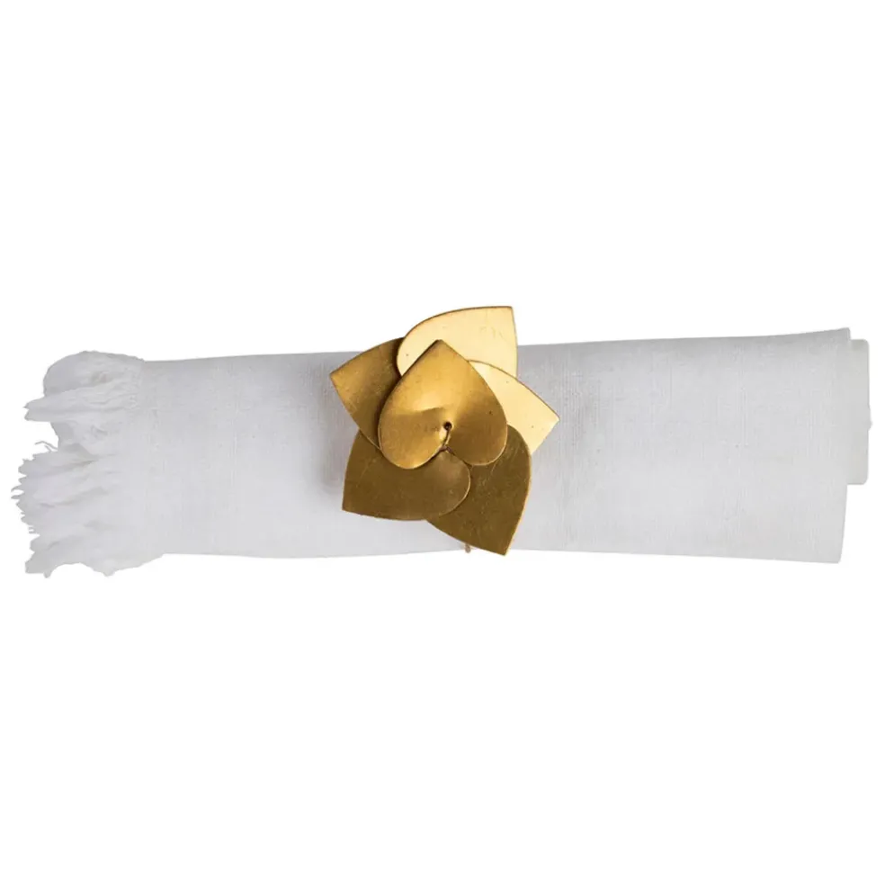 Rond de serviette cœur en laiton doré - Dulsine