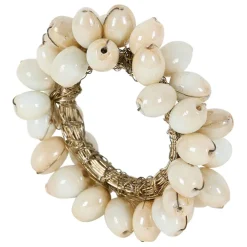 Rond de serviette en blanc cassé - Fleuri
