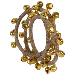 Rond de serviette en fer et jute doré - Clochette
