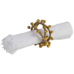 Rond de serviette en fer et jute doré - Clochette