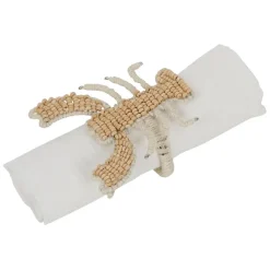 Rond de serviette en manguier et coton naturel - homard