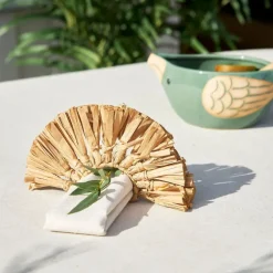 Rond de serviette en raphia et fer naturel