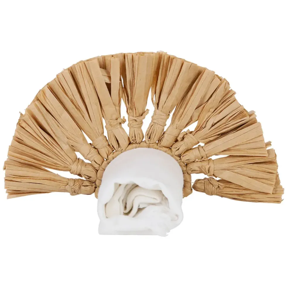 Rond de serviette en raphia et fer naturel
