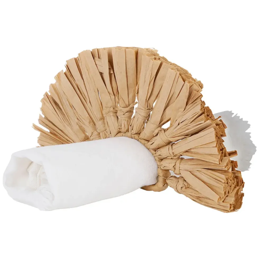Rond de serviette en raphia et fer naturel