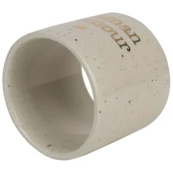 Rond de serviette maman en grès blanc moucheté d3cm
