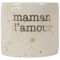 Rond de serviette maman en grès blanc moucheté d3cm