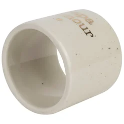 Rond de serviette papa en grès blanc moucheté d3cm