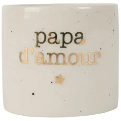 Rond de serviette papa en grès blanc moucheté d3cm