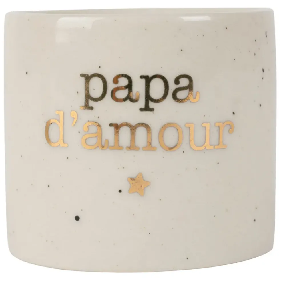Rond de serviette papa en grès blanc moucheté d3cm