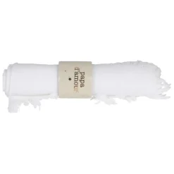 Rond de serviette papa en grès blanc moucheté d3cm