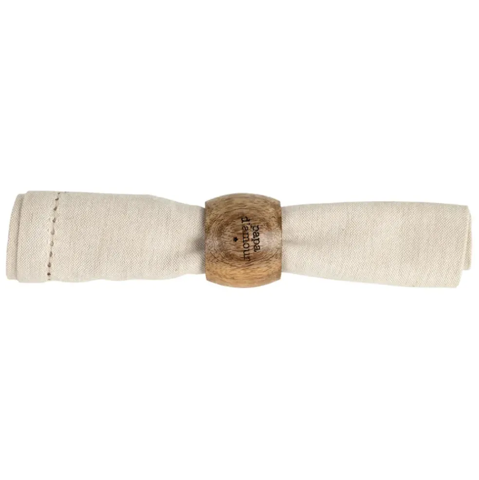 Rond de serviette papa en manguier naturel - Famille