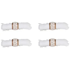 Rond de serviette (x4) en acacia et résine rose et blanc d3cm