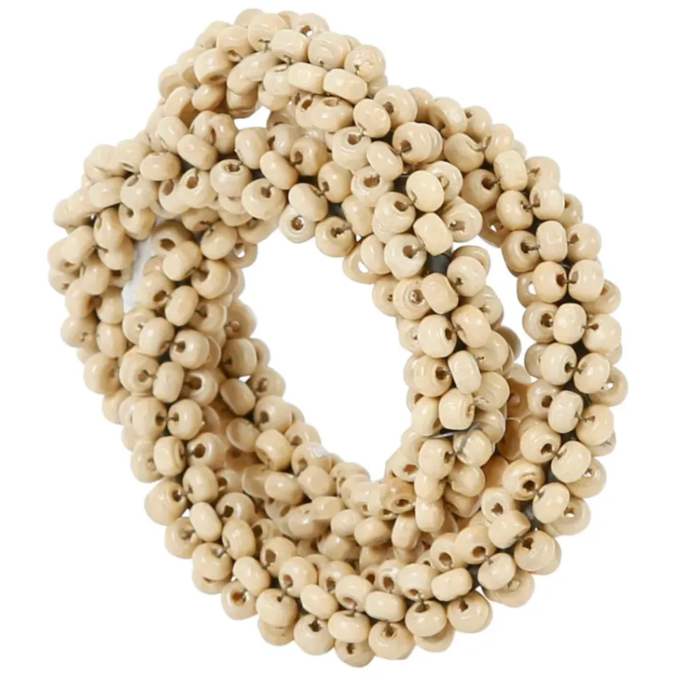 Rond serviette billes naturel d4cm fer+bois
