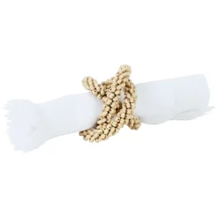 Rond serviette billes naturel d4cm fer+bois