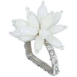 Rond serviette fleuri blanc d4cm fer et verre