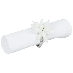Rond serviette fleuri blanc d4cm fer et verre