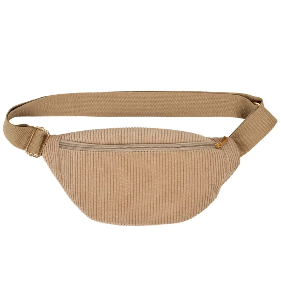 Sac banane en velours côtelé beige - Bananez
