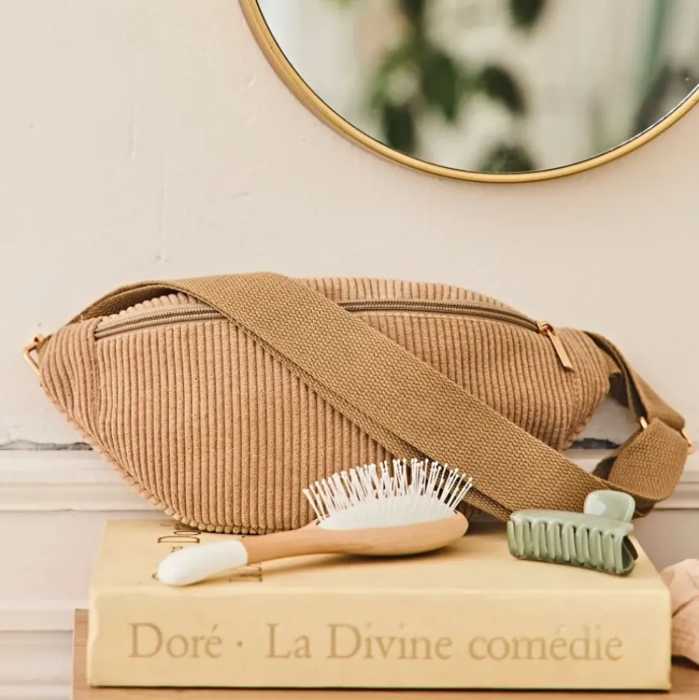 Sac banane en velours côtelé beige - Bananez