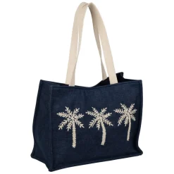 Sac brodé en coton bleu - Medi