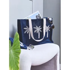 Sac brodé en coton bleu - Medi