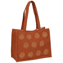 Sac brodé en coton terracotta et doré - Allegra