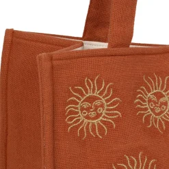 Sac brodé en coton terracotta et doré - Allegra