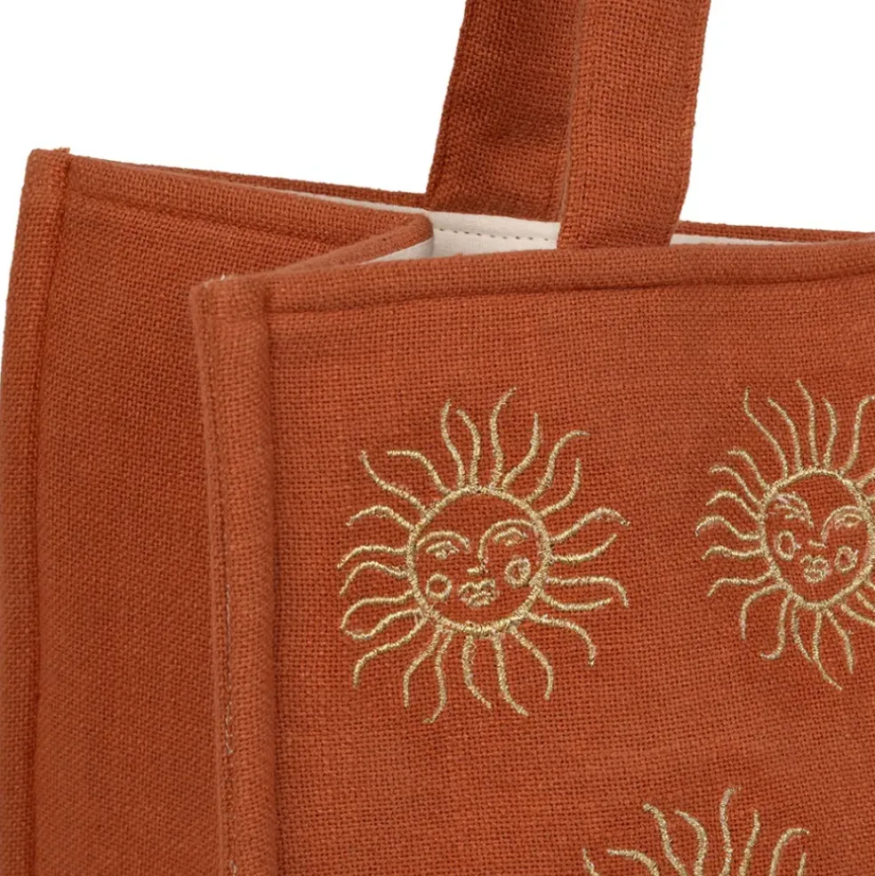 Sac brodé en coton terracotta et doré - Allegra