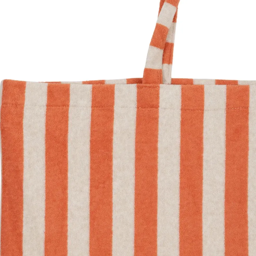 Sac en coton rayé corail et blanc - Palma