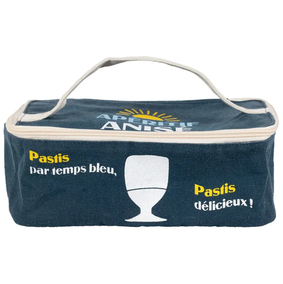 Sac isotherme en coton bleu et jaune - Pastis