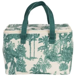 Sac isotherme en coton écru et palmiers émeraude - Mocoa