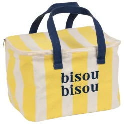 Sac isotherme en coton rayé jaune et bleu - Medi