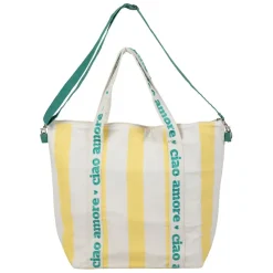 Sac isotherme en coton rayé jaune et blanc - Medi