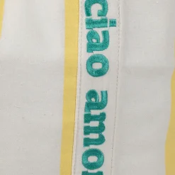 Sac isotherme en coton rayé jaune et blanc - Medi