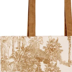 Sac tote bag en coton écru et palmiers camel - Mocoa
