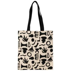 Sac tote bag en coton ecru et noir - Organic