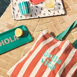 Sac tote bag en tissu corail et émeraude - Palma