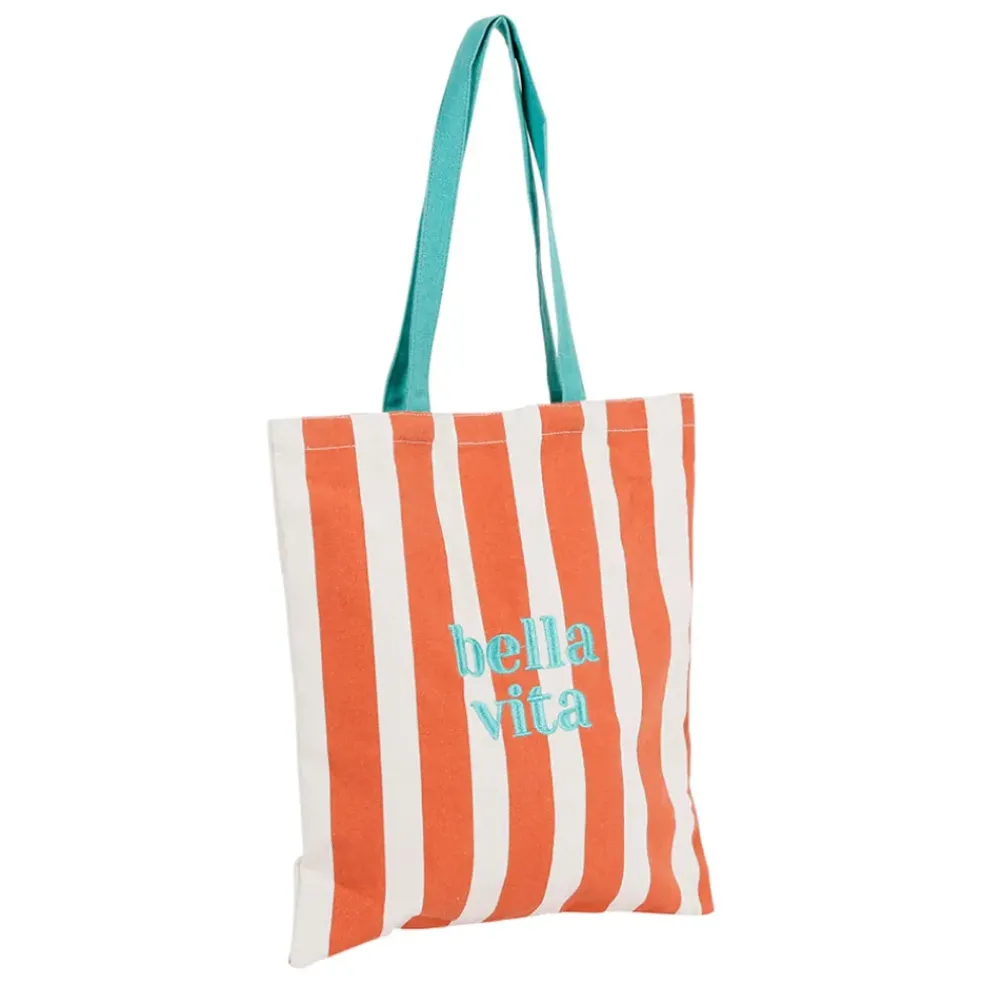 Sac tote bag en tissu corail et émeraude - Palma