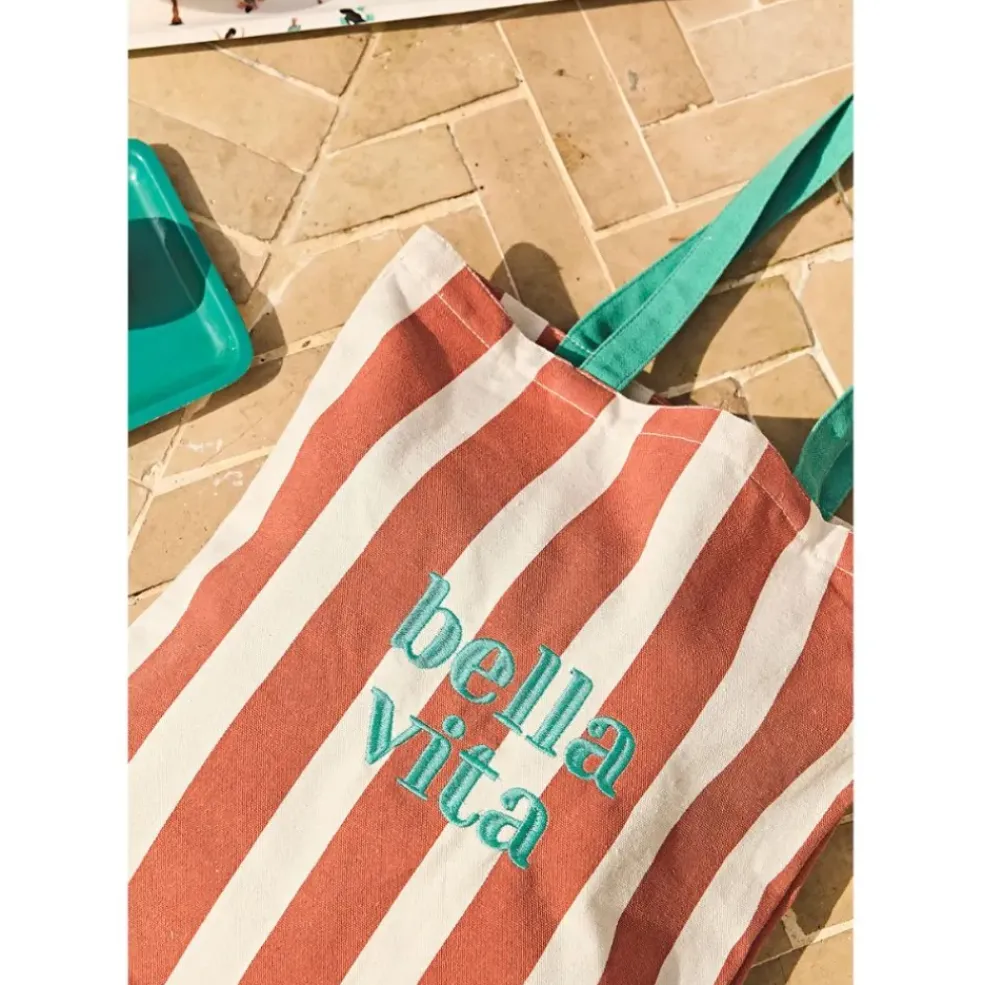 Sac tote bag en tissu corail et émeraude - Palma