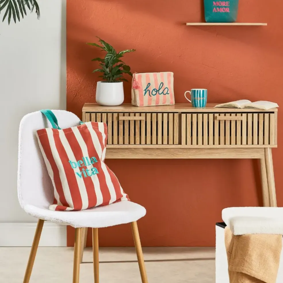 Sac tote bag en tissu corail et émeraude - Palma
